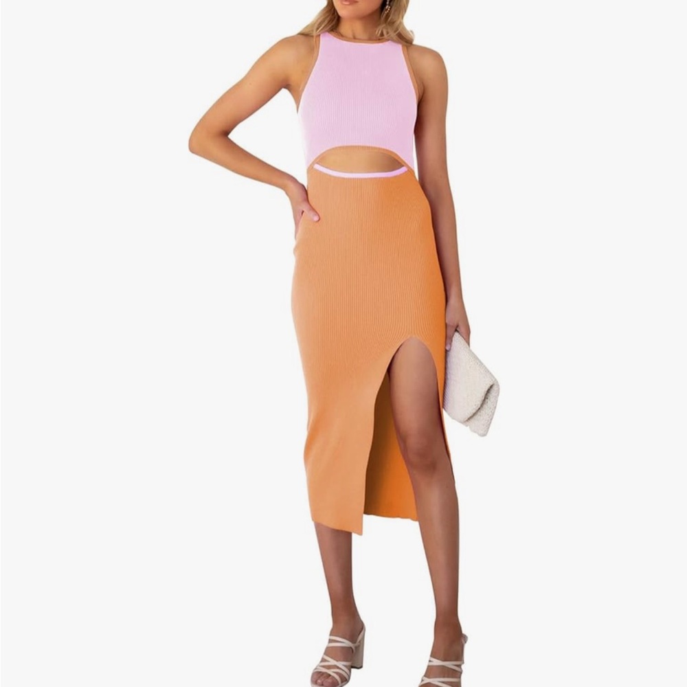 Elegant Orange Midi Skirt with Slit